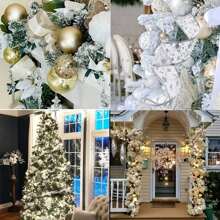 1 st. LED-kerstlintverlichting 39,37/78,74/196,85/393,7 inch zilver/gouden lint met koperdraad, feeënlichtsnoer, kerstboom, decoratief lint, strikken, lampen, op batterijen, voor thuis, tuin, tuin, bruiloft, verjaardag, feest, kerstboom, festivals, nieuwjaarsdecoratie (1/2/5/10 m gouden/zilveren lint; warm wit/wit/kleurrijk licht), kamerdecoratie, kerstdecoratie, kerstverlichting, slaapkamerdecoratie, woondecoratie, feestdecoratie, vakantie, festival, kerstcadeau, Thanksgiving, kerstboomdecoratie, ornamenten