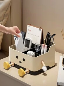 1pc Multi-Function Desk Organizer Box, Makeup Organizer Rack, Remote Control & Office Supply Storage Box, Desk Decor (With Sticker) - Multicolor - View 5