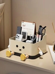 1pc Multi-Function Desk Organizer Box, Makeup Organizer Rack, Remote Control & Office Supply Storage Box, Desk Decor (With Sticker) - Multicolor - View 4