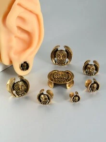 一对铜猫头鹰耳扩耳钉，耳扩扩器，耳钉撑开器，耳洞饰品，8毫米-25毫米 - 如圖 - 查看 4