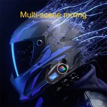 Q58-Max Motorcycle Helmet Intercom Bluetooth Headset IP65 Waterproof LCD Display 2 Riders Music Share With LED Light 500M Interphone