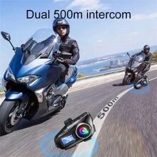 Q58-Max Motorcycle Helmet Intercom Bluetooth Headset IP65 Waterproof LCD Display 2 Riders Music Share With LED Light 500M Interphone