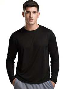 男士休闲圆领长袖 T 恤，多种颜色可选