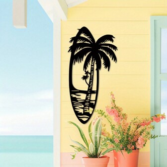 1pc Chic Surfboard Metal Wall Art - Ocean-Inspired Beach Decor For Home & Outdoor Spaces - Perfect For Halloween, Easter, Thanksgiving,Home Decor ,Room Decor,Wall Decor Gifts Birthday Graduation