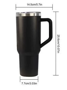 1 件 40 盎司不锈钢随行杯带手柄吸管大容量便携式车载杯咖啡杯水杯适合户外旅行办公室返校
