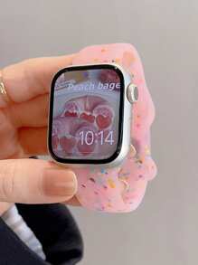 1条透明硅胶运动表带，兼容 42mm、44mm、45mm、46mm、49mm，时尚智能手表替换表带，适用于 Ultra2、Ultra SE2、SE 11、10、9、8、7、6、5、4、3、2、1系列，男女通用 - 粉色 - 查看 3