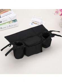 1pc Multi-Function Stroller Hanging Bag, Diaper Bag, Baby Bottle Holder For Mom - Black - View 2