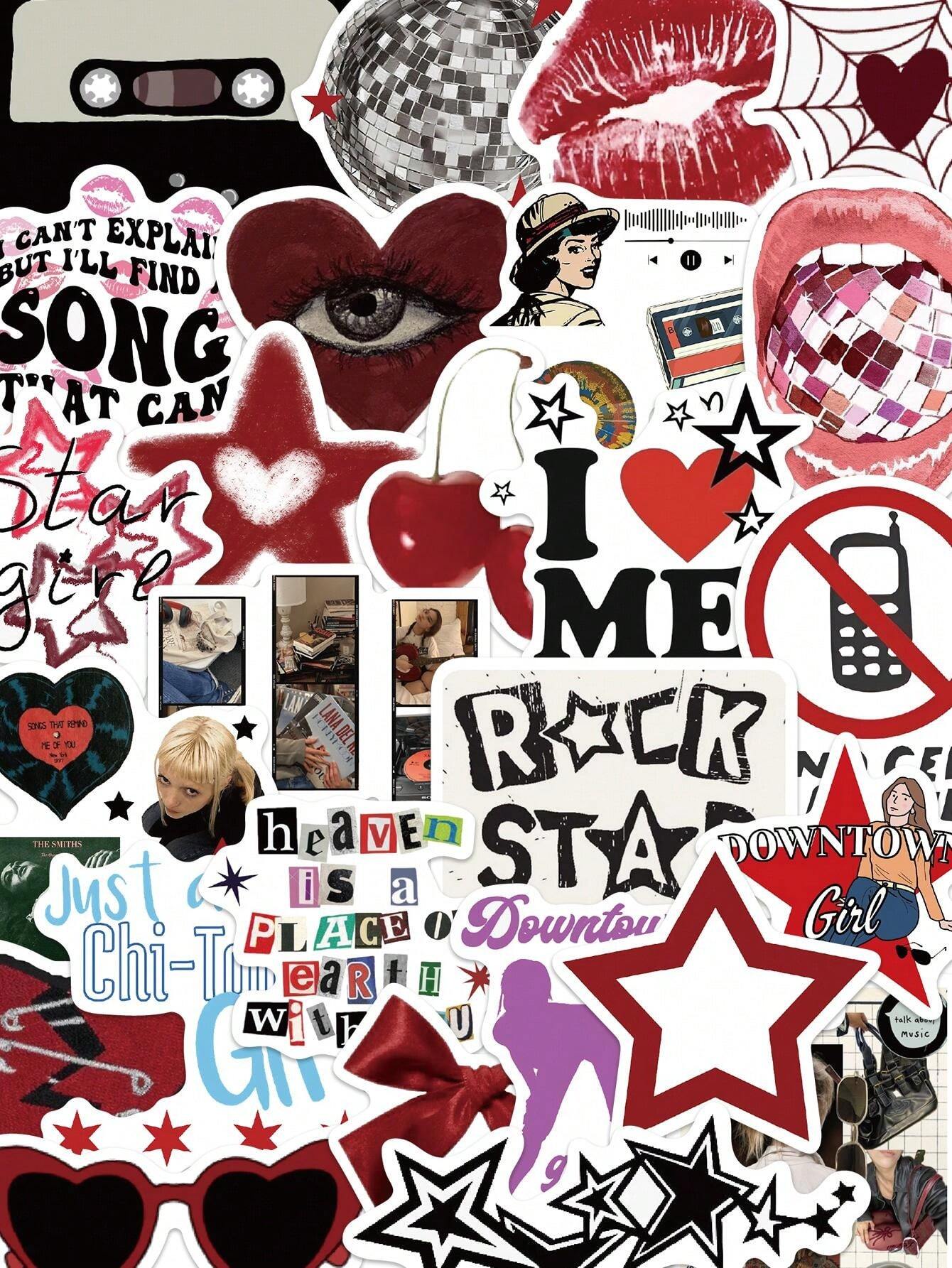 50Pcs Downtown Y2K Girls Stickers Waterproof PVC Gift Cartoon