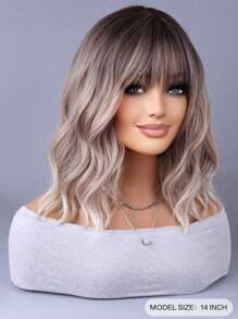 Linen Gold Shoulder Length Curly Hair 14-Inch Full Head Wig Suitable For Everyday Wear - 亞麻金 - 查看 4