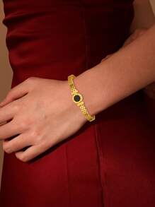 1 Stück Klassisches Edelstahlarmband mit römischen Ziffern, Schmuck, eingravierte Buchstaben, Paararmbänder, Damenschmuck, Cut Out