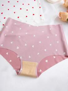 5 件装女式可爱心形印花无缝低腰内裤，舒适高腰三角裤 - 彩色 - 查看 8