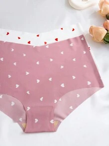 5 件装女式可爱心形印花无缝低腰内裤，舒适高腰三角裤 - 彩色 - 查看 7