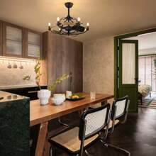 6-Lights Industrial Candle Chandelier Fan, Vintage Caged Ceiling Fan With Light Fixtures, Farmhouse Ceiling Fan With Lights And Remote Control For Bedroom Dining Room Christmas - màu đen - Xem 6