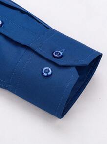 Men's Dress Shirt 50% Polyamide, 30% Cotton, 20% Viscose - Xanh đậm - Xem 3