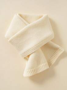 1pc Unisex Kids Knitted Warm Scarf, Simple Solid Color Windproof Comfortable Outdoor Scarf