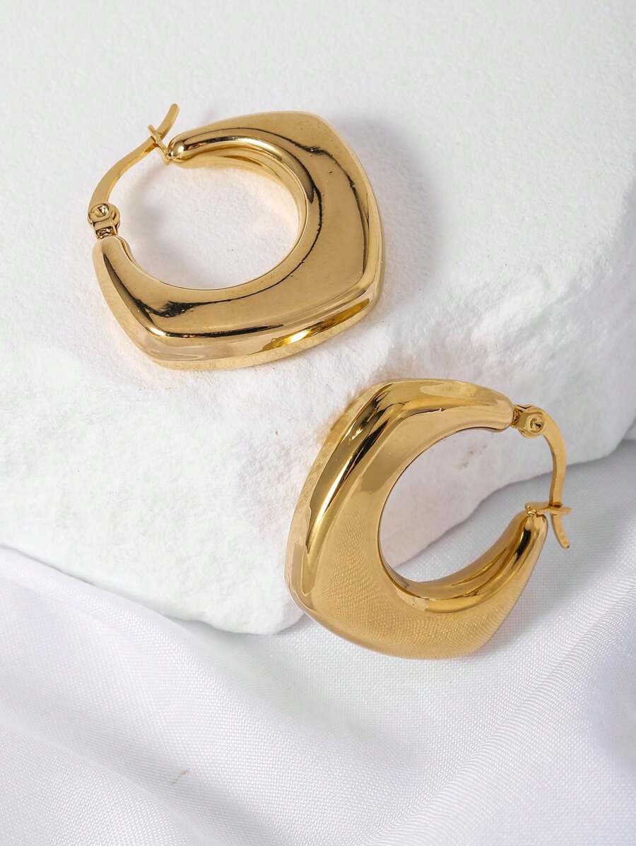 6 Cặp Bông Tai Vòng Thép Không Gỉ Thời Trang Tối Giản Cho Phụ Nữ Trong Cuộc Sống Hàng Ngày - Vàng - Xem 1