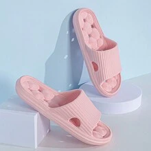 2024 New Summer Bathroom Shower Pink EVA Slippers, Massage Soles For Comfortable & Healthy Wear, Anti-Slip For Home Bathroom Use, Simple And Versatile INS Style
