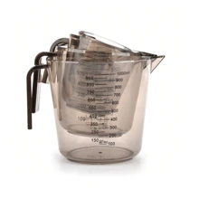 1 件/4 件量杯套装，灰色塑料液体量杯，适用于烘焙 - 彩色 - 查看 1