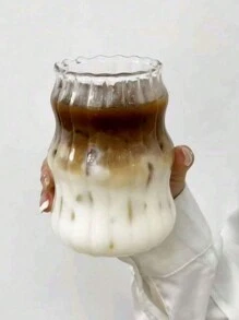 1 pieza Taza de café de vidrio con pajita, adecuada para uso doméstico, mujeres, bebidas y té con leche, suministros para estudiantes - vidrio transparente - Ver 3