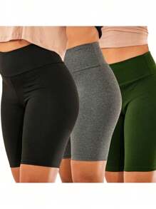 Kit 3 Bermuda Shorts Suplex Gym Fitness Women's High Waist Blue Red And Gray - 彩色 - 查看 4