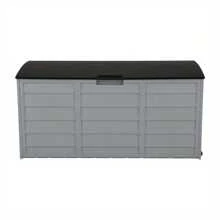 Outdoor Storage Deck Box Large Chest Bin Patio Garden 75-Gal Container - Black & Gray - View 1