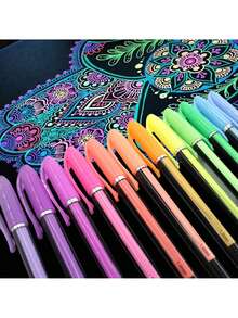 10 Estuches de 24 plumas de gel 240 plumas en total de colores Neón Glitter de tinta Gouache bolígrafos 1.00 mm útiles escolares papelería escritura marcadores rellenar pintar escribir subrayar colorear escritorio oficina escuela mayoreo marcar - Multicolor - Ver 7