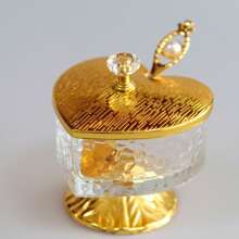 1set Heart Shaped Sugar Bowl, Patterned Glass Body Creamer Jar, Modern Style Seasoning Jar Christmas Gift - one-size - View 1