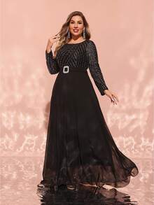 Áo choàng dạ hội trang trọng cỡ lớn - màu đen - Xem 4