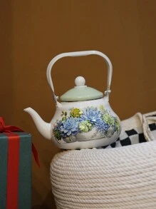 1套搪瓷加厚搪瓷水壶厨房可直接加热搪瓷水壶手冲茶壶家用泡茶搪瓷水壶桌面摆件搪瓷水壶节日礼物送朋友长辈用户外露营 - 彩色 - 查看 7