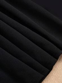 Kilottor Tween Girl Floral Flocked & Mesh Patchwork Party Dress - Black - View 5