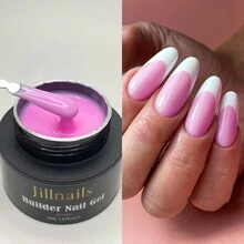 Jillnails 50克中号凝胶延长胶，适用于美甲延长，UV/LED固化，自流平，透明乳白色
