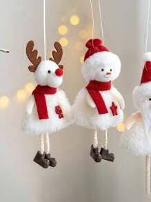 1 件圣诞毛绒吊坠，小装饰布老人雪人麋鹿小吊坠圣诞树装饰礼物，圣诞装饰用品 - 彩色 - 查看 4