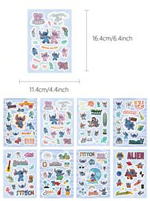 Disney 8 piezas Pegatinas de Lilo y Stitch ¡Rompecabezas DIY! Decoración de dibujos animados impermeables de PVC para equipaje, guitarra, vaso de agua, estuche de teléfono, computadora portátil, regalo