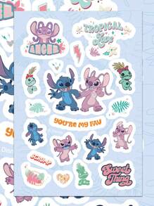Disney 8 piezas Pegatinas de Lilo y Stitch ¡Rompecabezas DIY! Decoración de dibujos animados impermeables de PVC para equipaje, guitarra, vaso de agua, estuche de teléfono, computadora portátil, regalo