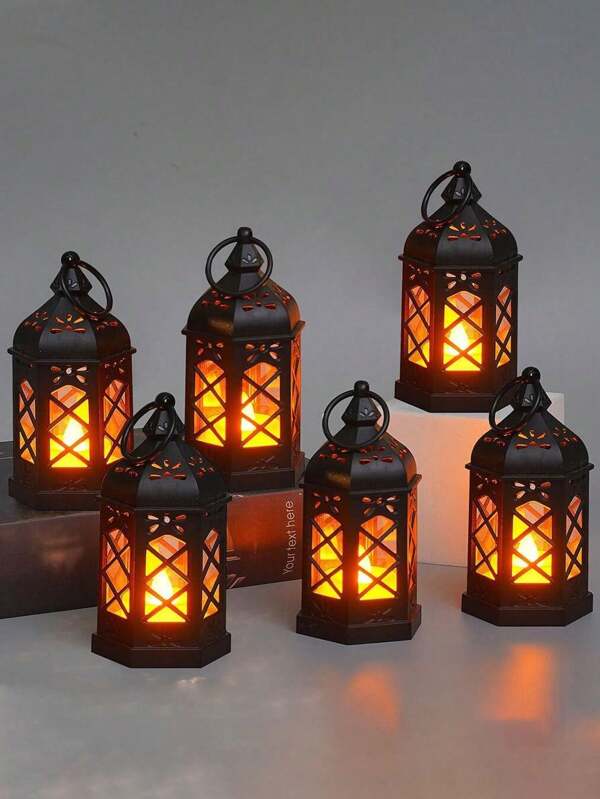 1/2/4 piezas Farol colgante hexagonal portátil con vela LED (batería incluida) - Auténtico candelabro de estilo europeo retro, luz de vela realista simulada para fiestas, decoraciones al aire libre, adornos de jardín y decoración festiva cotidiana adecuada para jardines, interiores, dormitorios, mesas y entornos al aire libre.