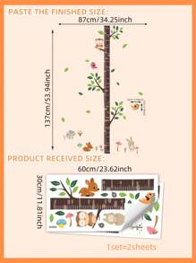 1set Tree Trunk, Bird, Animal, Elephant, Lion, Rabbit Height Measurement Wall Decals For Bedroom And Living Room Decoration,Stickers,Wall Decal, Vinyl Decal For Home Decorations,Spring Decoration Items Refresh Your Home,Rama Decoration Stickers Gifts Birthday Graduation