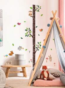 1set Tree Trunk, Bird, Animal, Elephant, Lion, Rabbit Height Measurement Wall Decals For Bedroom And Living Room Decoration,Stickers,Wall Decal, Vinyl Decal For Home Decorations,Spring Decoration Items Refresh Your Home,Rama Decoration Stickers Gifts Birthday Graduation