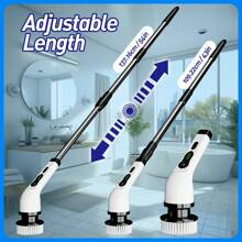 Electric Rotary Scrubber, 6/9 Replaceable Brush Heads, Home Portable Cleaning Brushes, 2 Adjustable Speed Cleaning Cordless Electric Scrubbers, Adjustable And Detachable Handle Shower Scrubbers For Flooring, Bathroom Bathtubs