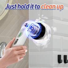Electric Rotary Scrubber, 6/9 Replaceable Brush Heads, Home Portable Cleaning Brushes, 2 Adjustable Speed Cleaning Cordless Electric Scrubbers, Adjustable And Detachable Handle Shower Scrubbers For Flooring, Bathroom Bathtubs