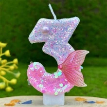 Velas Digitas de Cauda de Sereia Rosa Brilhante, Velas de Aniversário Criativas DIY para Decoração de Bolo, Festa e Decoração Doméstica - Multicolorido - Visão 22