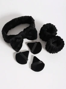 6 件多功能化妆海绵，3 件头带，美容化妆海绵，化妆工具，干湿用粉扑，运动头带，面部头带腕带，适用于液体粉底、粉末和遮瑕膏，适合所有皮肤类型，美容护肤产品 - 黑色 - 查看 7