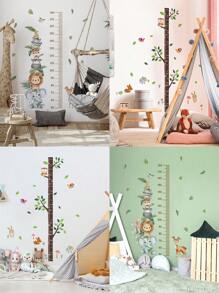 1set Tree Trunk, Bird, Animal, Elephant, Lion, Rabbit Height Measurement Wall Decals For Bedroom And Living Room Decoration,Stickers,Wall Decal, Vinyl Decal For Home Decorations,Spring Decoration Items Refresh Your Home,Rama Decoration Stickers Gifts Birthday Graduation