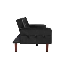 Convertible Double Folding Living Room Sofa Bed, PU Leather, Tufted Buttons,Suitable For Living Rooms And Bedrooms - màu đen - Xem 5