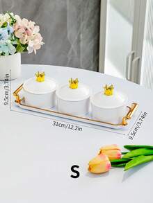 1 件 3/4/6 格水果碗北欧干果零食盘 - 皇冠手柄圆形水果盘带分隔格和盖盒 - 包括水果盘和托盘 - 多种颜色可选 - 彩色 - 查看 17