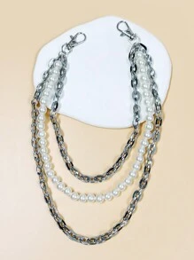 1 chiếc quần dây xích bạc Punk dành cho nữ phong cách Hip Hop đường phố nhiều lớp dây xích kim loại thời trang cổ điển ngọc trai giả với quần jean phụ kiện rave unisex Halloween - Nhiều màu - Xem 7