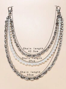 1 chiếc quần dây xích bạc Punk dành cho nữ phong cách Hip Hop đường phố nhiều lớp dây xích kim loại thời trang cổ điển ngọc trai giả với quần jean phụ kiện rave unisex Halloween - Nhiều màu - Xem 4