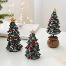 1pc Resin Mini Desktop Christmas Tree Ornament, Christmas Decor Gift,Christmas - Green - View 2