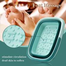 Collapsible Foot Bath Basin Foot Soak Tub, Foot Soaking Tub With Massage Acupoint For Feet Soaking, Pedicure Foot Spa, Multifunction Plastic Bucket With Handle, Home Spa Treatment – Green - màu xanh lá - Xem 3