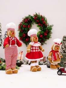 1 món quà tặng bạn bè trang trí Giáng sinh, đồ trang trí hình người bánh gừng dạng ống lồng sáng tạo, mũ đầu bếp hình người bánh gừng dạng ống lồng, đồ trang trí, đồ trang trí tiệc lễ hội để bàn nhà hàng - Nhiều màu - Xem 3