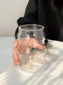 1 pieza Taza de café de vidrio con pajita, adecuada para uso doméstico, mujeres, bebidas y té con leche, suministros para estudiantes - vidrio transparente - Ver 6